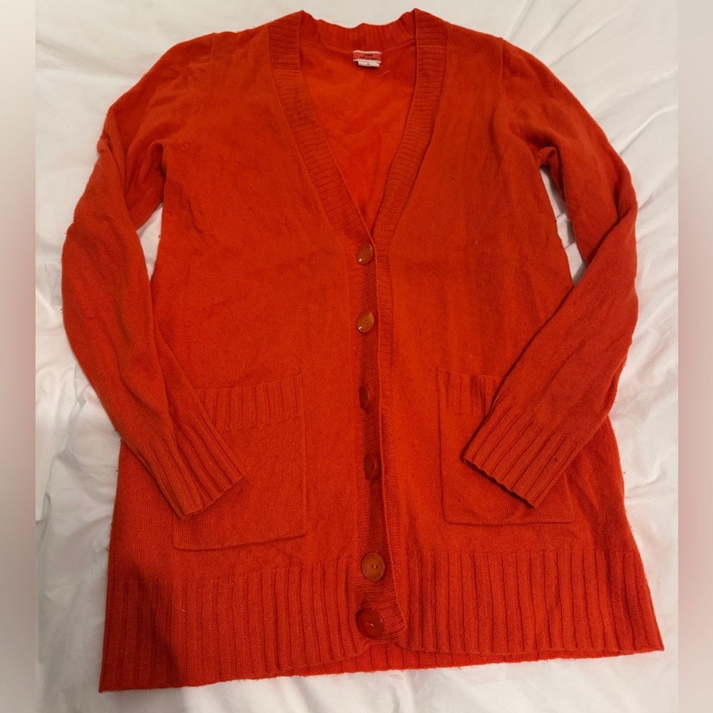 J. Crew size M Orange long cashmere cardigan